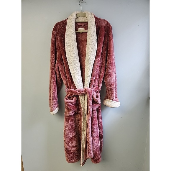 Nordstrom Other - NORDSTROM Lingerie Pink Plush Faux Sherpa Lined Trim XXL Belted Wrap Robe